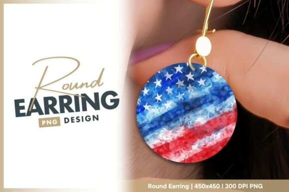Download United States Flag Circle Round Earring - United states flag Collection