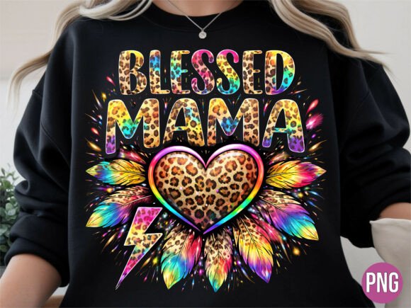 Download Blessed Mama Leopard Rainbow T-shirt Png - Blessed mama Collection