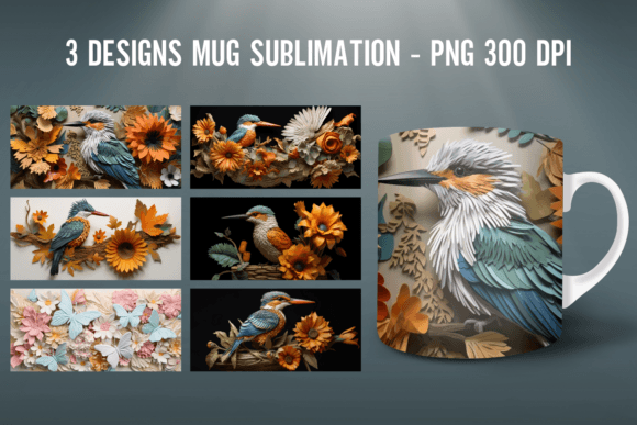 Download 3D Bird Mug Wrap Sublimation Designs - Bird mug wrap sublimation designs Collection